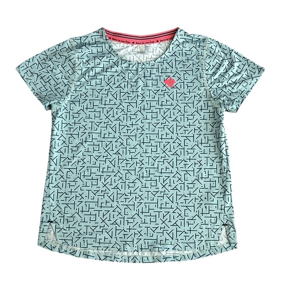Rabbit Tops - Rabbit Race Pace Tee Womens Small Blue Maze Running Lightweight Geometric